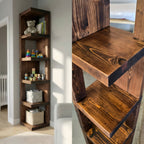 Valora Solid Wood Corner Bookshelf In Walnut Colour – Open Bookcase, Rustic Design