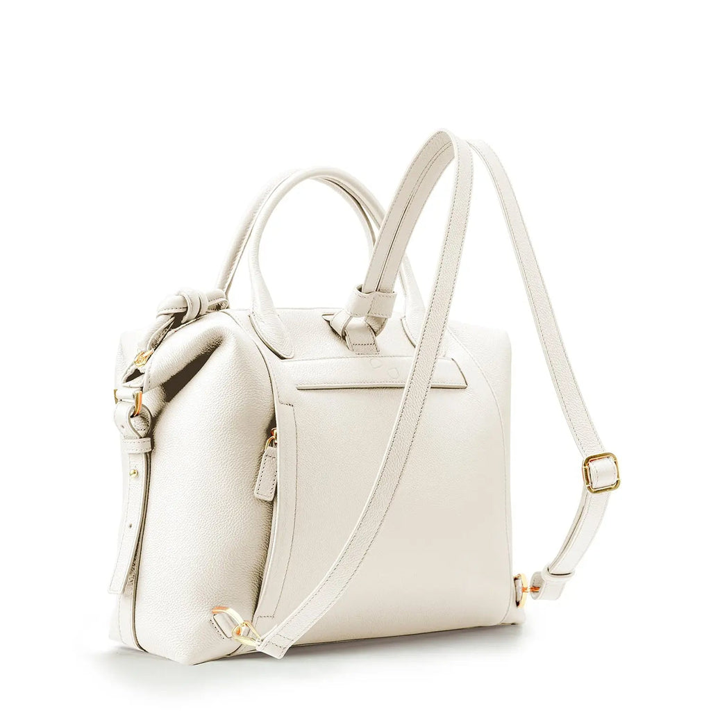 Wimbledon Leather Laptop Backpack, Ivory