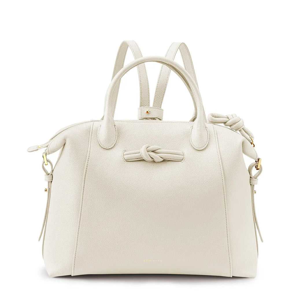 Wimbledon Leather Laptop Backpack, Ivory