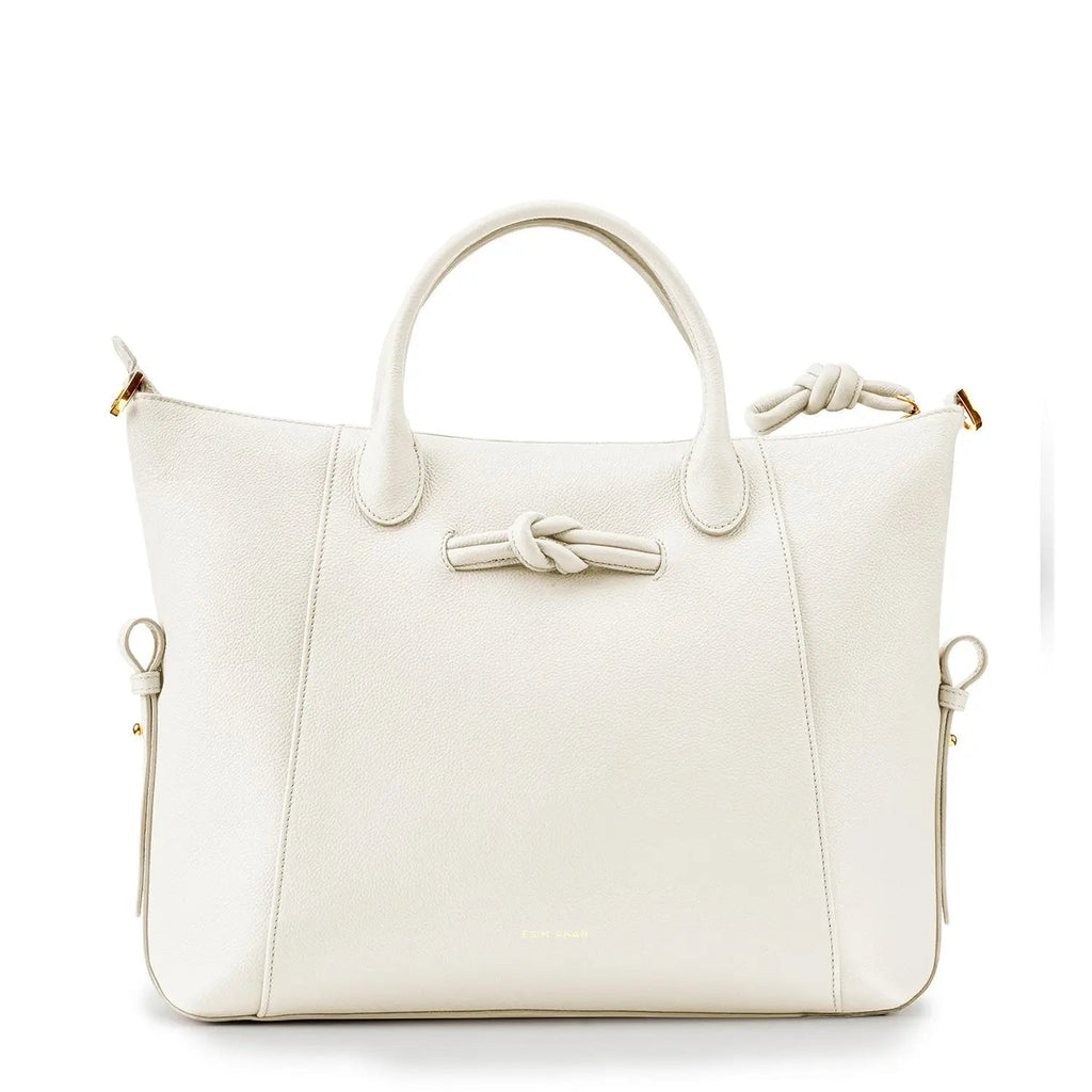 Wimbledon Leather Laptop Backpack, Ivory