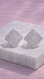 Curved Diamond Crystal Pavé Stud Earrings