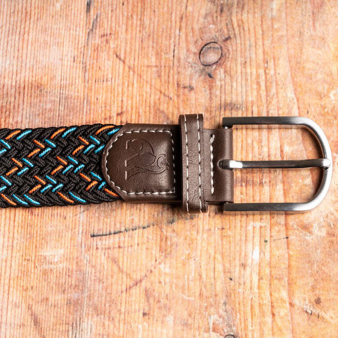 Black & Orange & Blue Dot Recycled Woven Belt