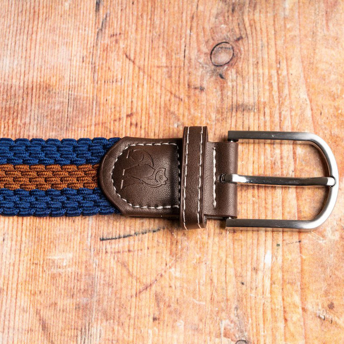 Blue & Brown Stripe Recycled Woven Belt