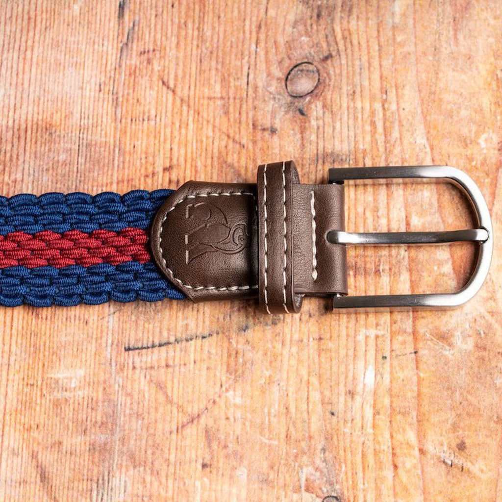 Blue & Burgundy Stripe Recycled Woven Belt