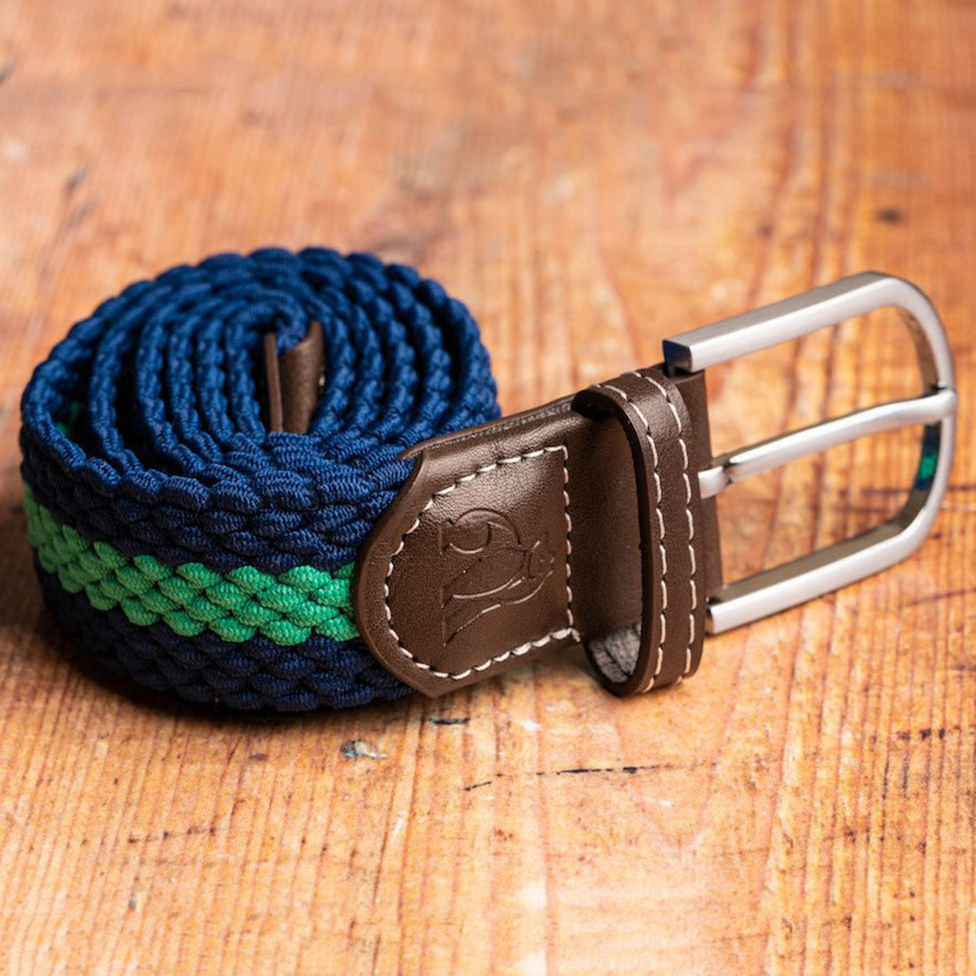 Blue & Green Stripe Recycled Woven Belt