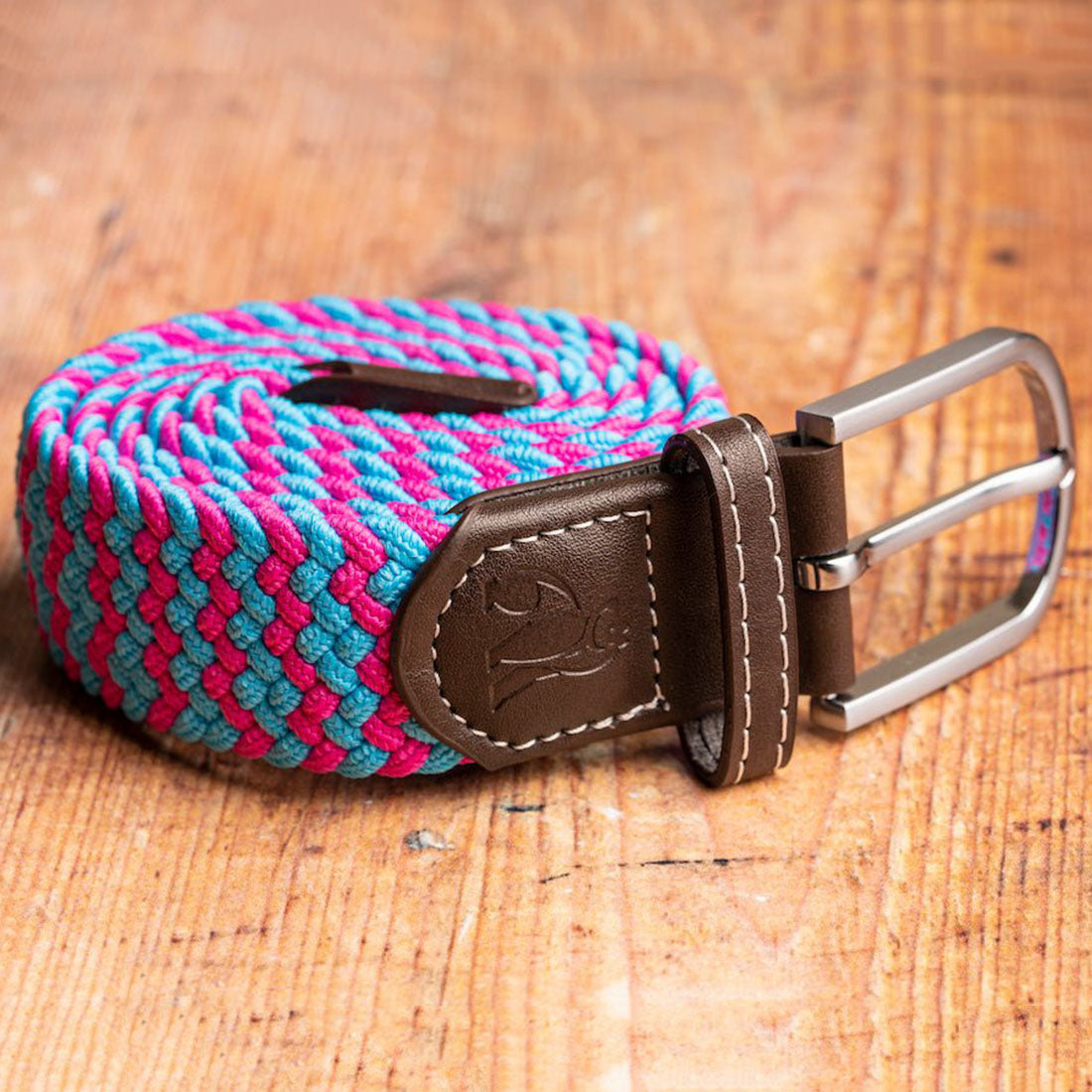 Blue & Pink Zigzag Recycled Woven Belt