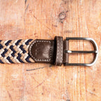Navy & Beige Zigzag Recycled Woven Belt
