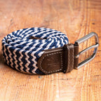 Navy & White Zigzag Recycled Woven Belt