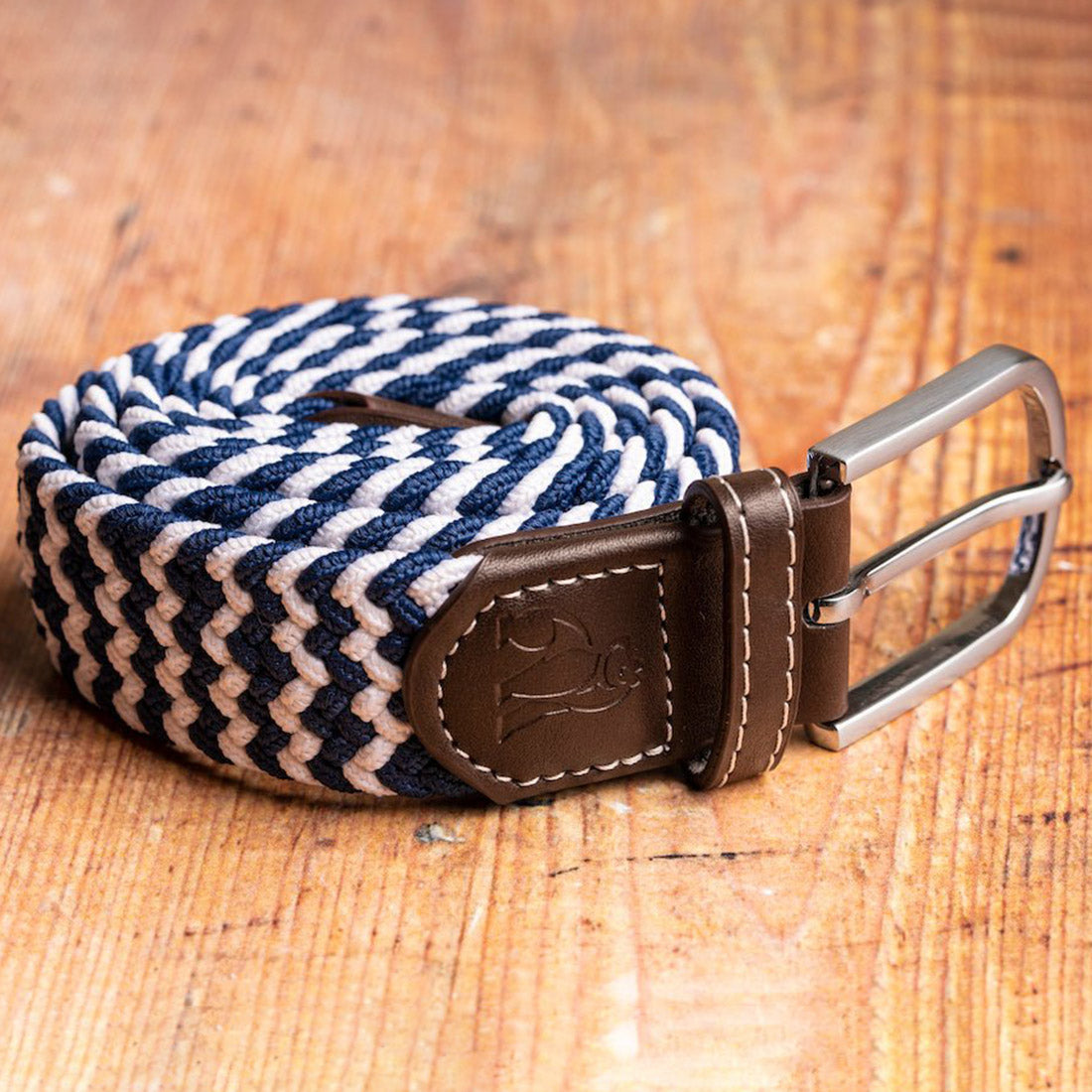 Navy & White Zigzag Recycled Woven Belt