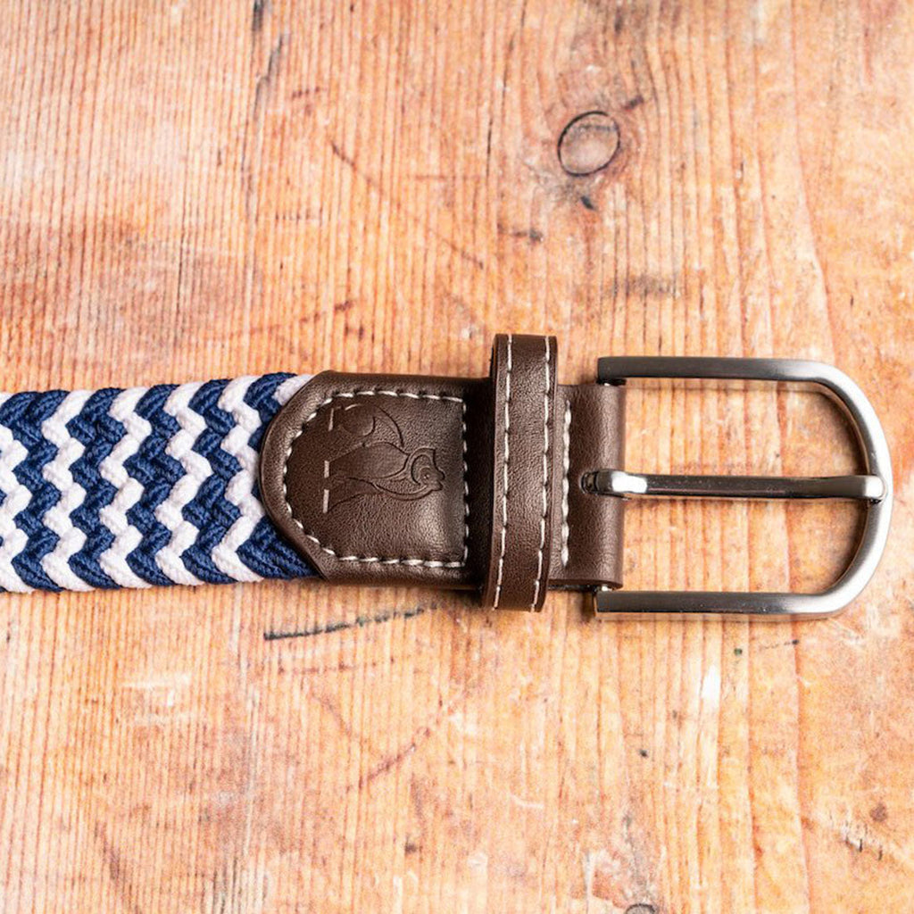Navy & White Zigzag Recycled Woven Belt