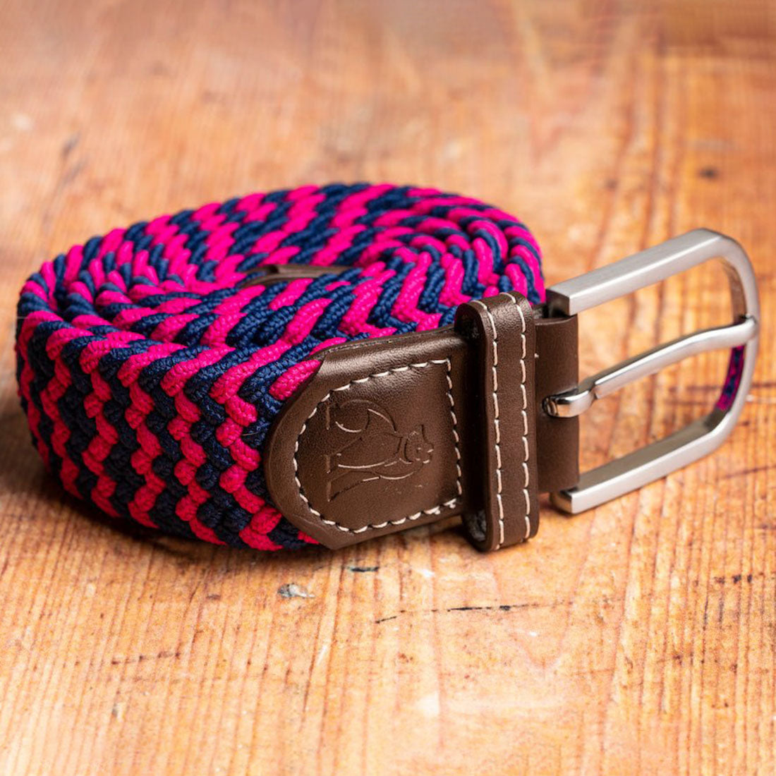 Pink & Blue Zigzag Recycled Woven Belt