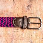 Pink & Blue Zigzag Recycled Woven Belt