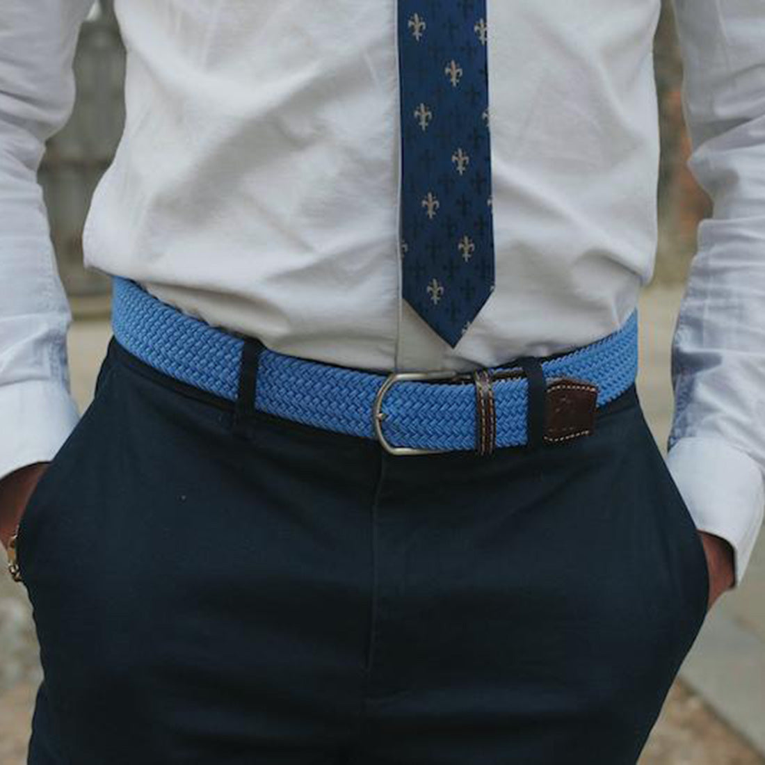 Sky Blue Recycled Woven Belt