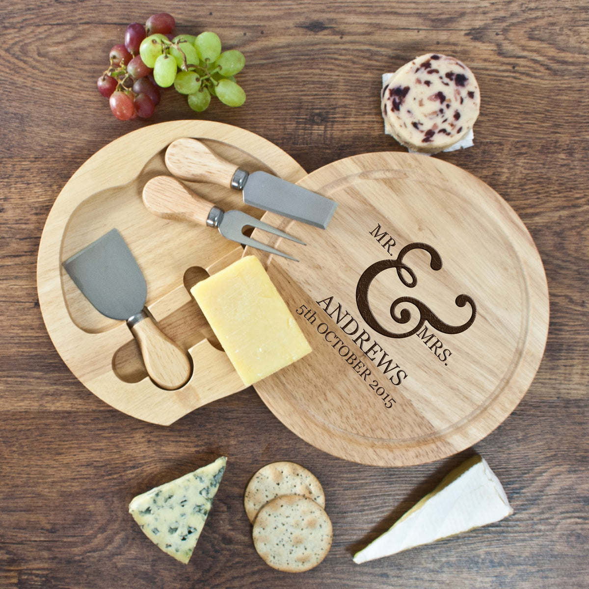 Personalised Classic Couples’ Round Cheese Board