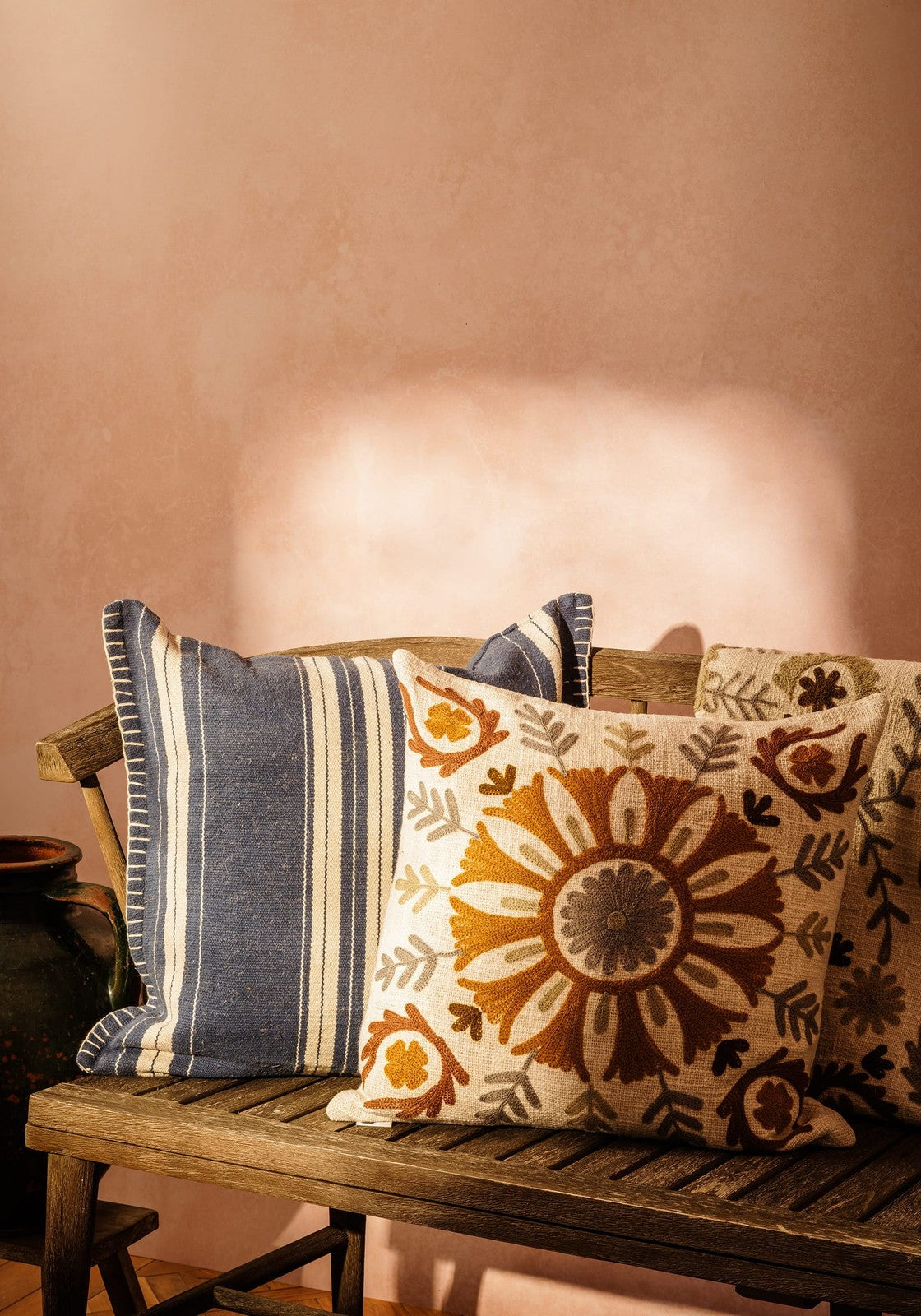 Margot Blue Stripe Cotton Cushion
