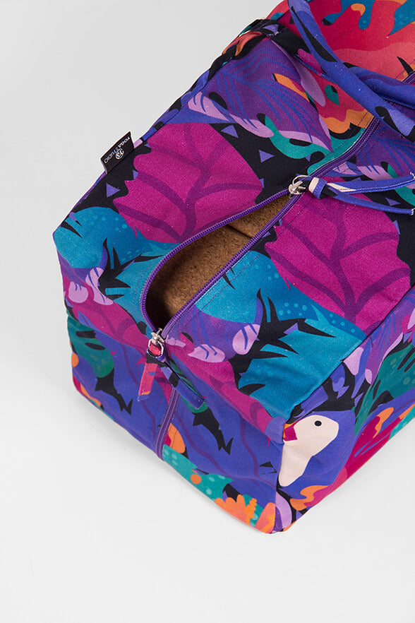 Yoga Studio GOTS Organic Cotton Designed Yoga Equipment Kit Bag, Floral Collection