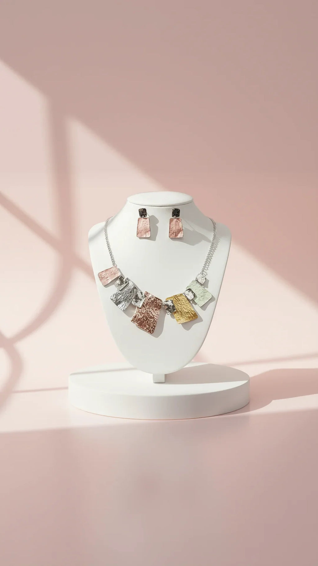 Abstract Squares Necklace & Earrings Set