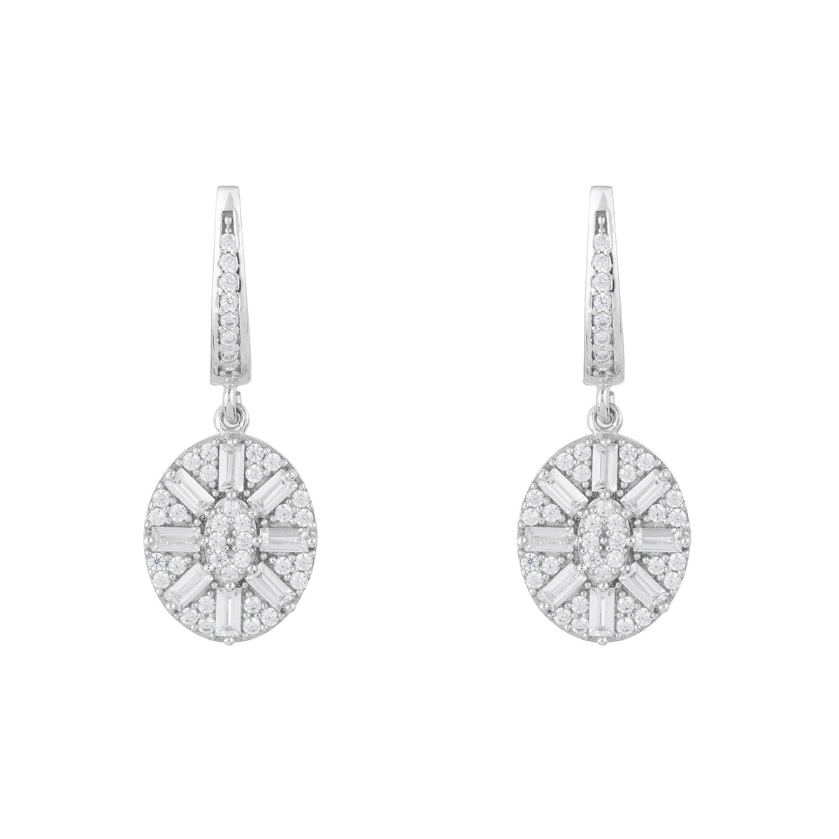 Uptown Oval Drop Earrings: Silver