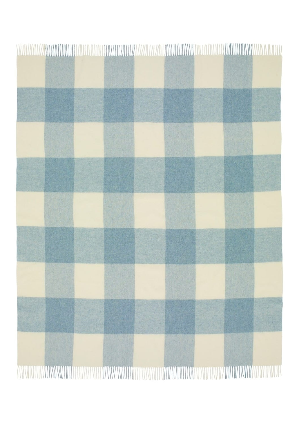 Lucy Sky Blue Check Merino Wool Throw