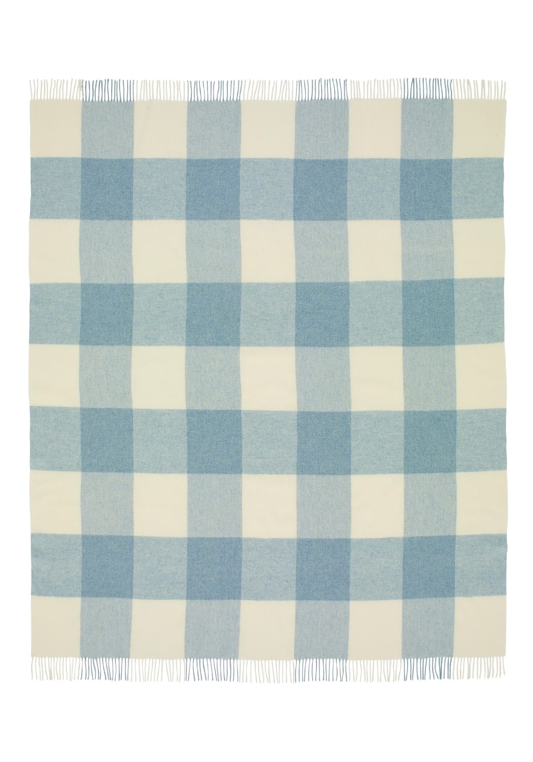 Lucy Sky Blue Check Merino Wool Throw