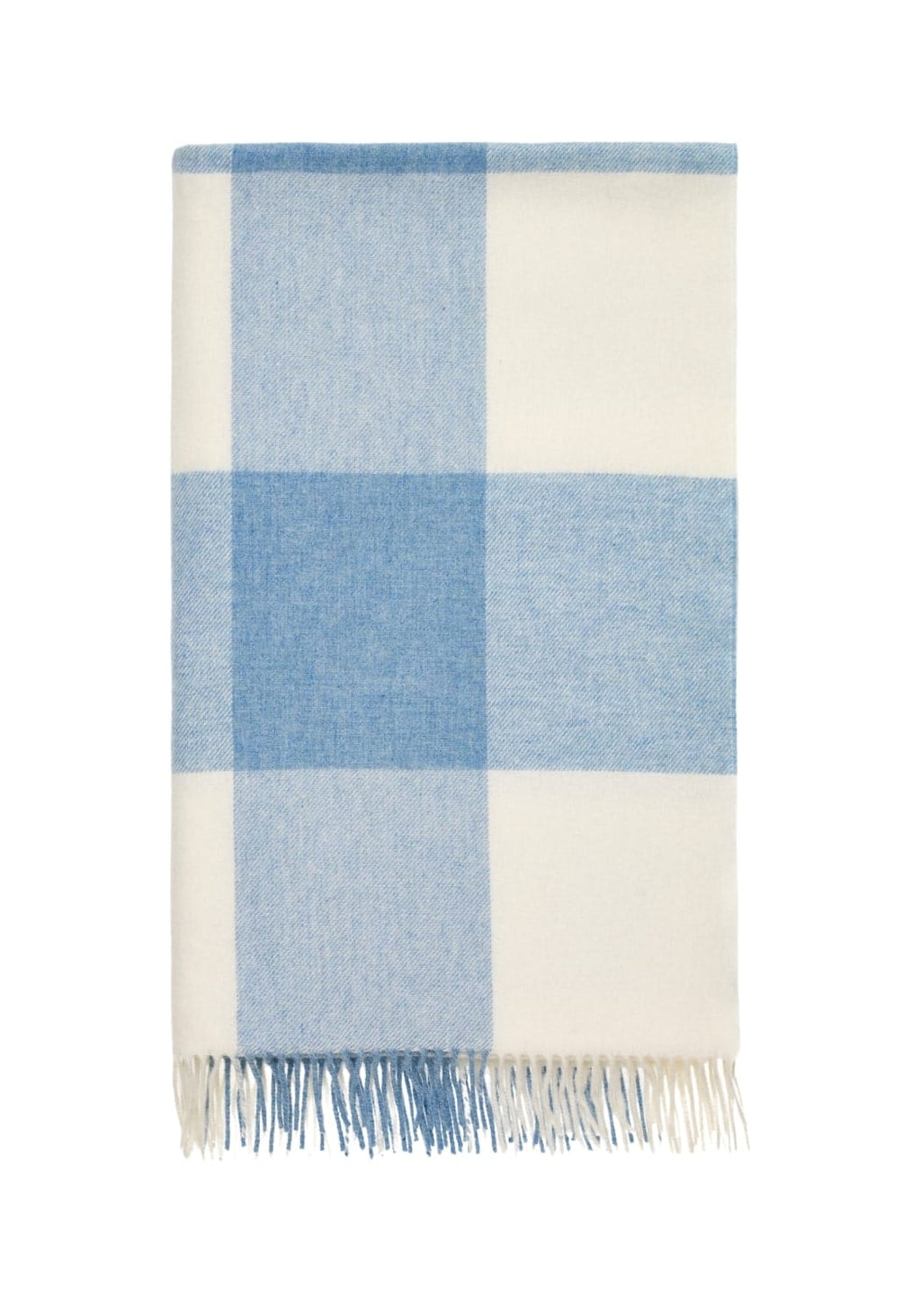 Lucy Sky Blue Check Merino Wool Throw