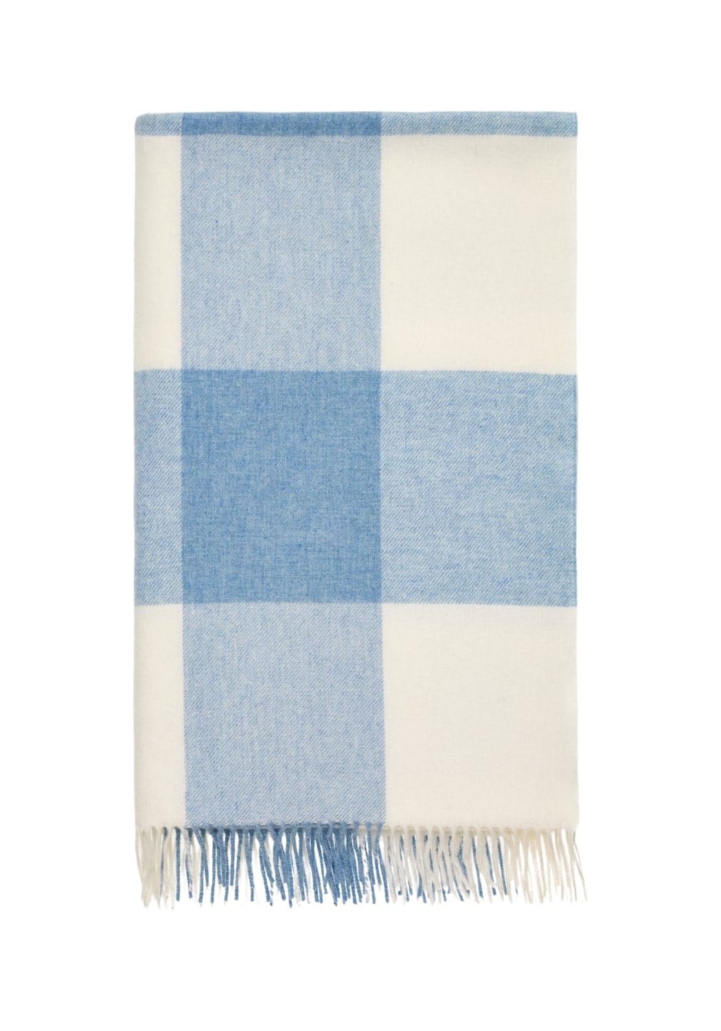 Lucy Sky Blue Check Merino Wool Throw