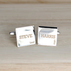 Personalised Contemporary Silver-Plated Square Cufflink Set