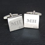Monogrammed Classic Square Silver Cufflink Set