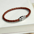 Personalised Men's Burnt Sienna Woven Leather Bracelet