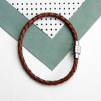 Personalised Men's Burnt Sienna Woven Leather Bracelet