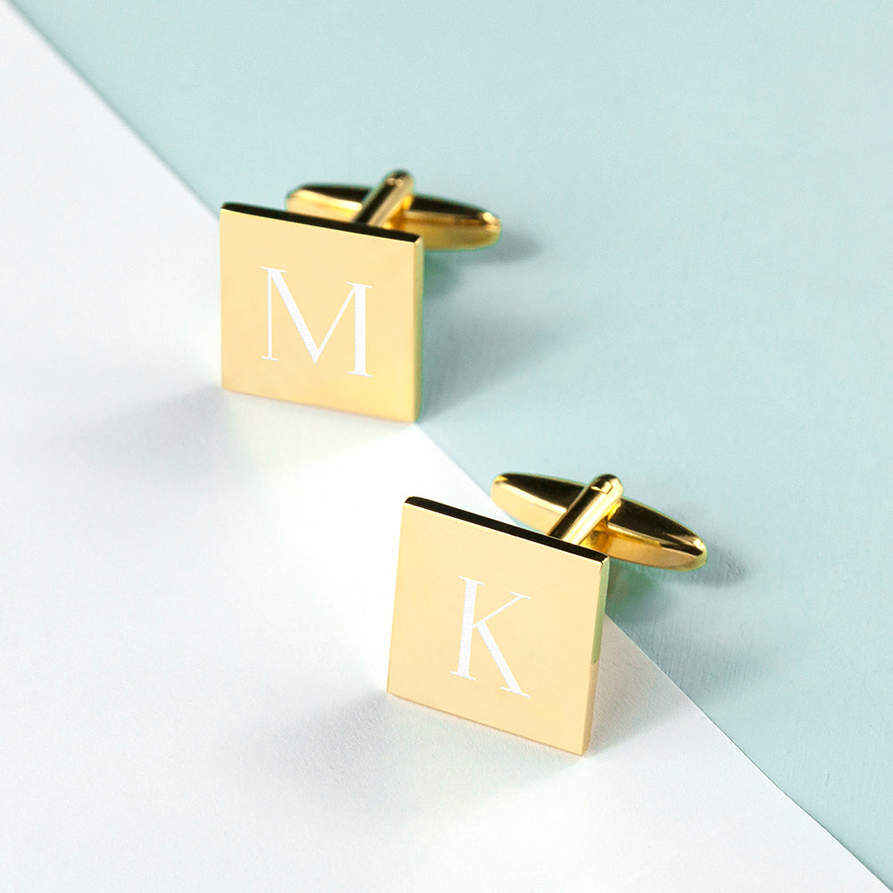Personalised Gold-Plated Square Cufflinks