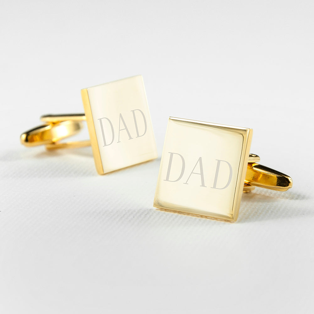 Personalised Gold-Plated Square Cufflinks