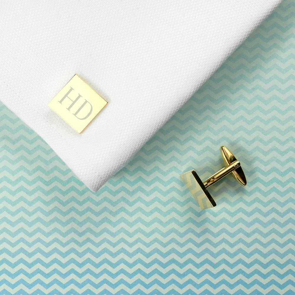 Personalised Gold-Plated Square Cufflinks