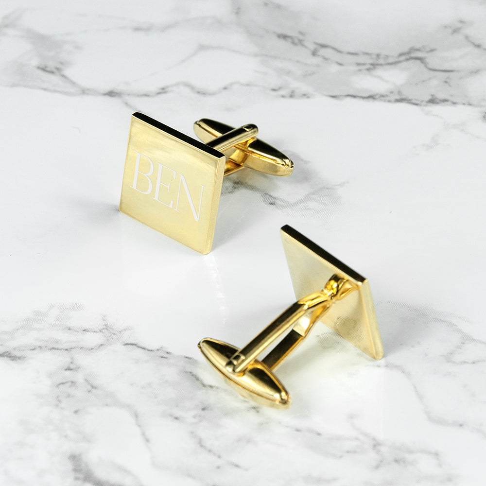 Personalised Gold-Plated Square Cufflinks