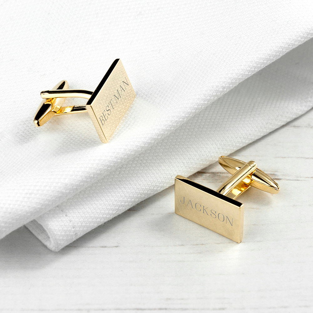 Personalised Rectangle Gold-Plated Cufflinks