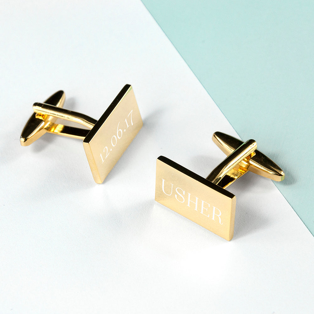 Personalised Rectangle Gold-Plated Cufflinks