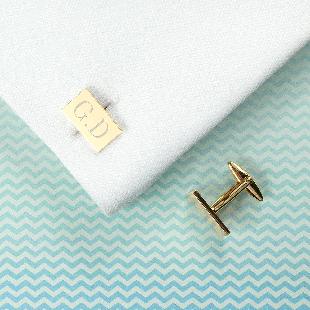 Personalised Rectangle Gold-Plated Cufflinks