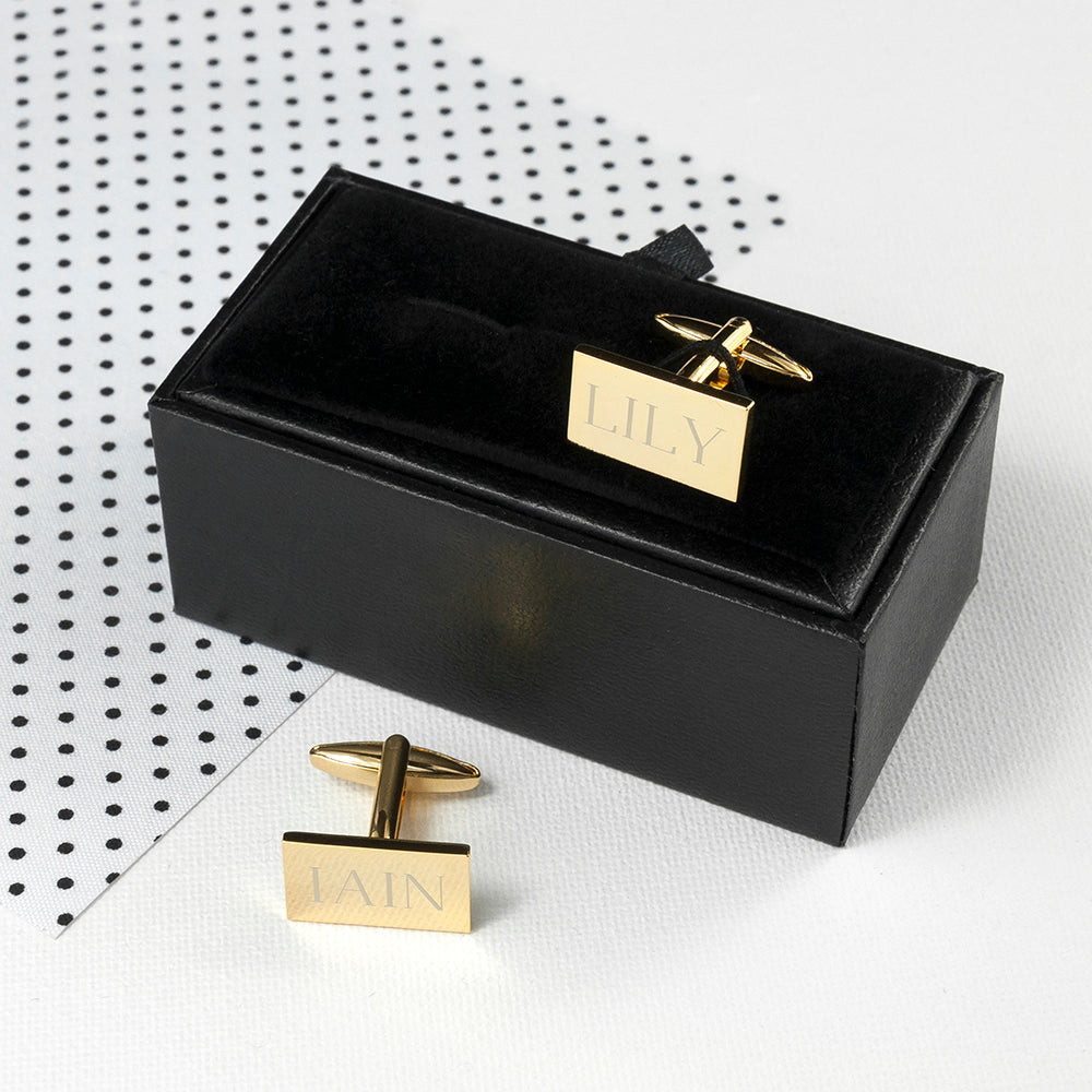 Personalised Rectangle Gold-Plated Cufflinks