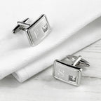 Personalised Brushed Silver Cufflinks with Crystal