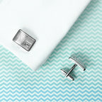 Personalised Brushed Silver Cufflinks with Crystal