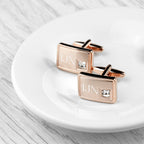 Personalised Rose Gold-Plated Cufflinks with Crystal