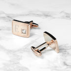 Personalised Rose Gold-Plated Cufflinks with Crystal