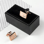 Personalised Rose Gold-Plated Cufflinks with Crystal