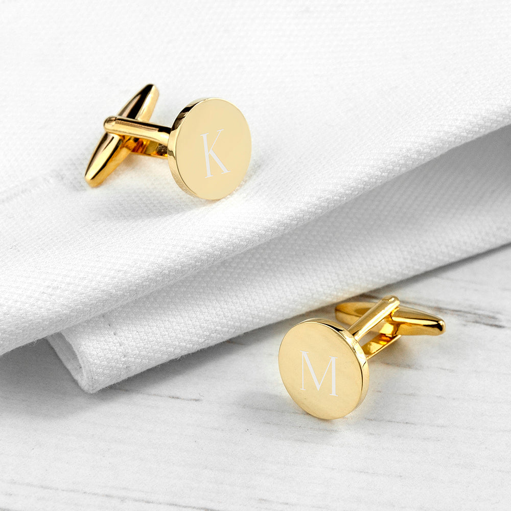 Personalised Round Gold-Plated Cufflinks