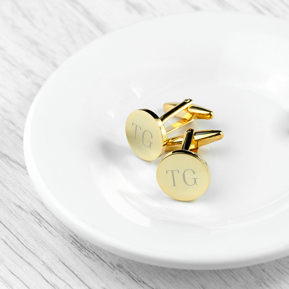 Personalised Round Gold-Plated Cufflinks