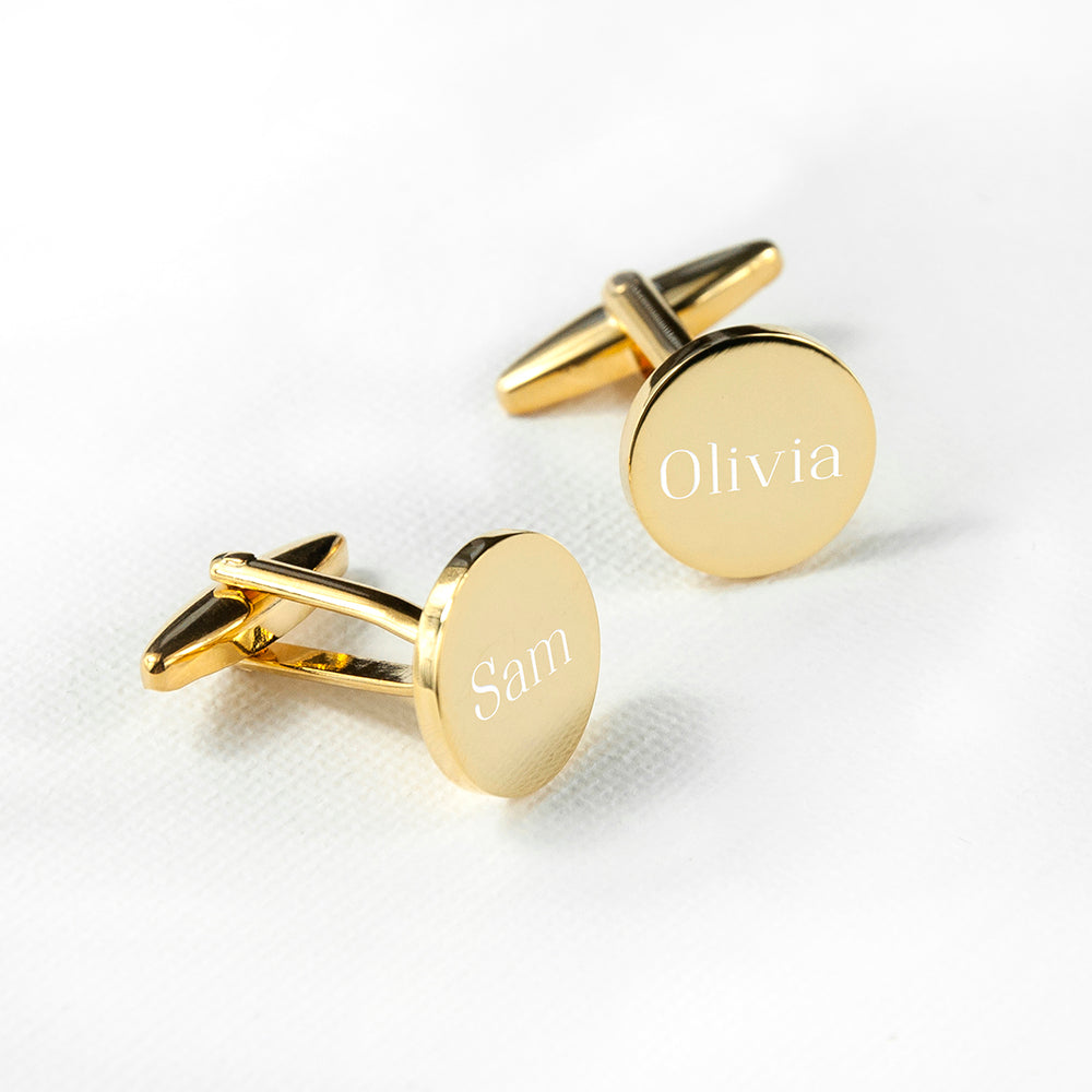 Personalised Round Gold-Plated Cufflinks