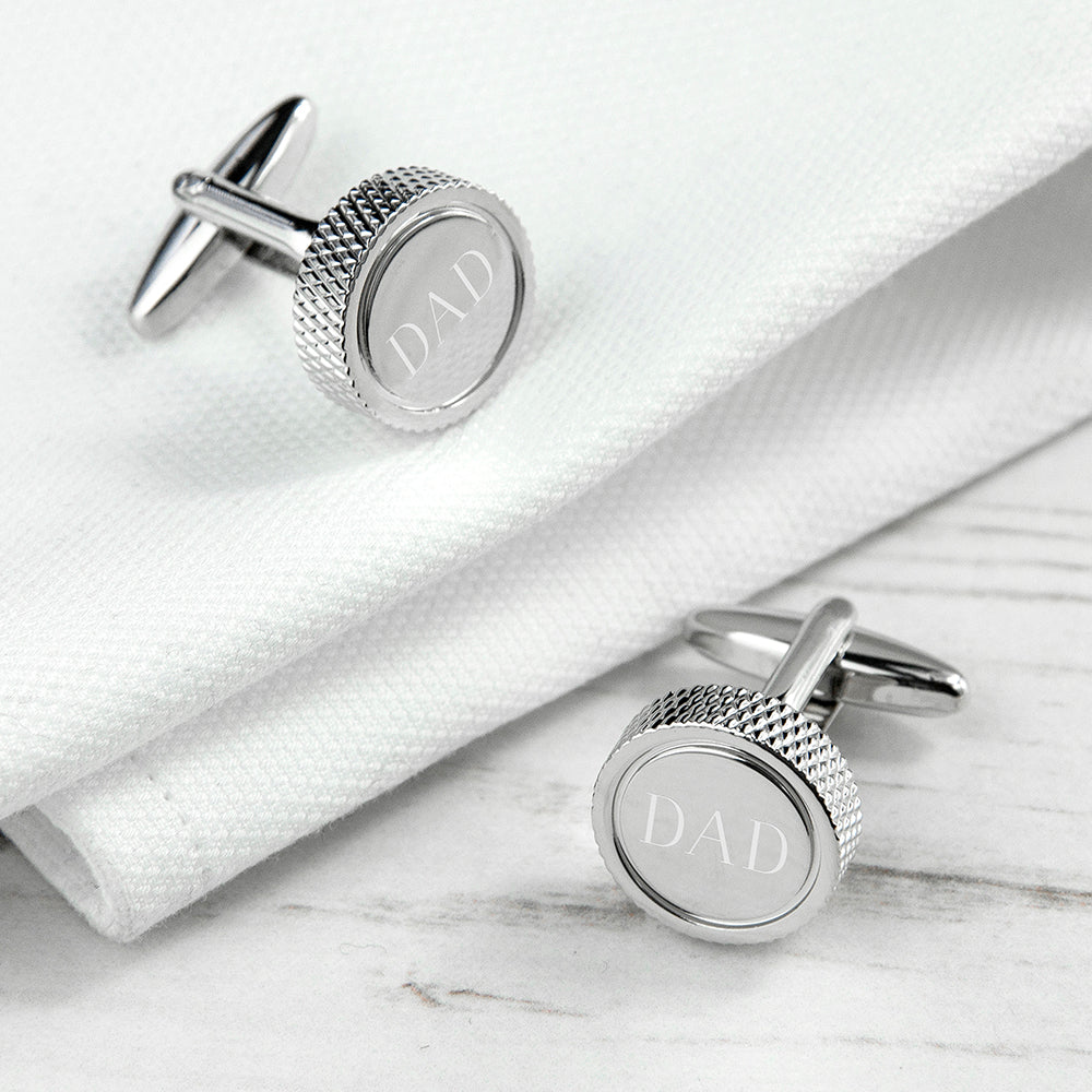 Personalised Round Rhodium-Plated Cufflinks