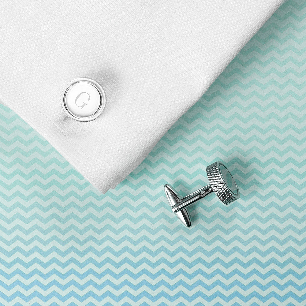 Personalised Round Rhodium-Plated Cufflinks