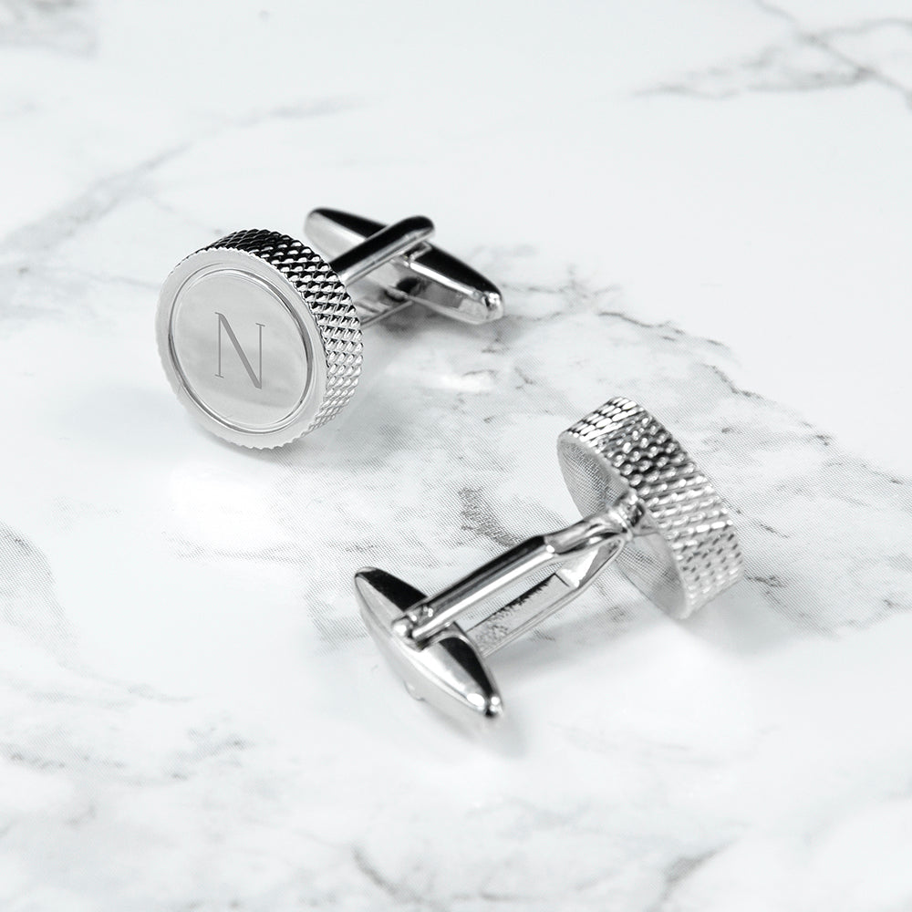 Personalised Round Rhodium-Plated Cufflinks