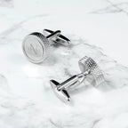 Personalised Round Rhodium-Plated Cufflinks